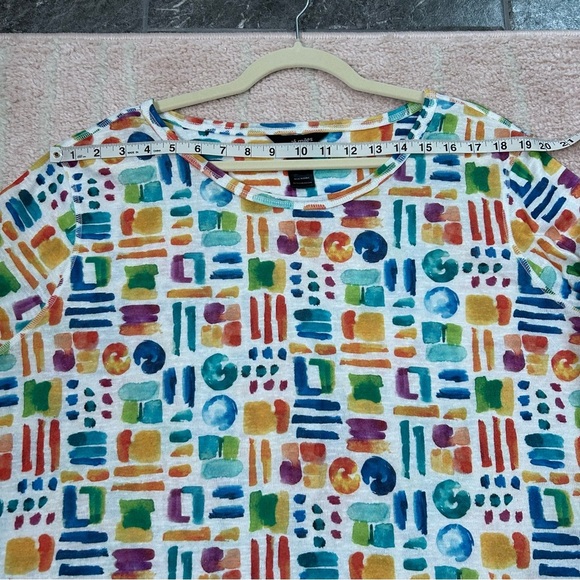 Ali Miles Colorful Geometric Print Tunic Top Size 3X 3/4 Sleeves Art to Wear - Picture 8 of 12